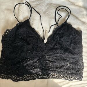 Black lace crop top